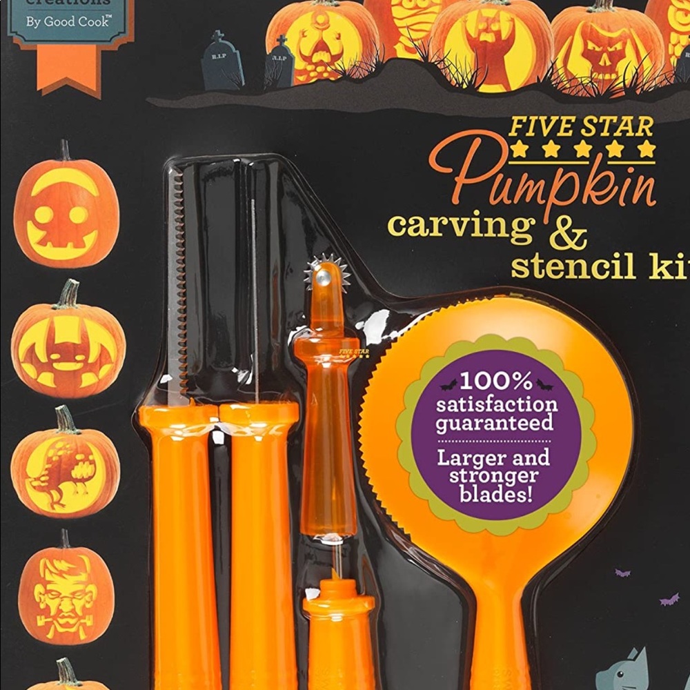 Sweet creations 3 PK Pumpkin Carving & Stencil Kit NEW 10 Designs 5 Tools Each